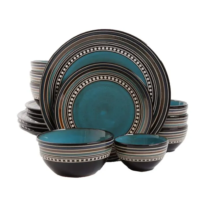 Cafe Versailles 16-Piece Casual Blue Earthenware Dinnerware Set (Service for 4)