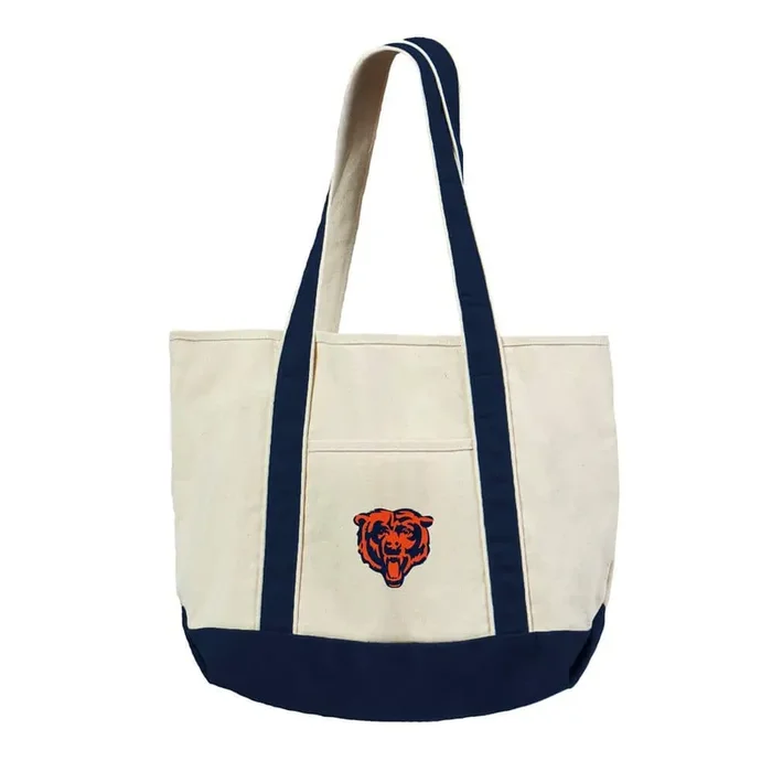 Chicago Bears NFL Canvas Tote Bag with Colored Strap