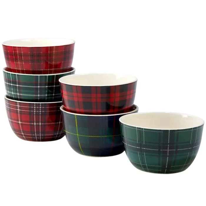 Christmas Plaid 5.5 in. Ice Cream Bowl (Set of 6)