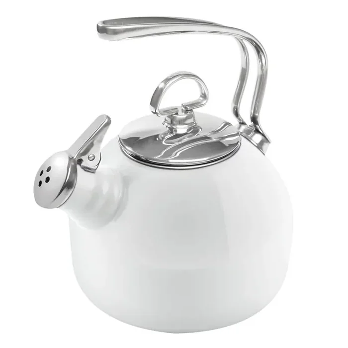 Classic 7.2-Cups White Enamel-On-Steel Tea Kettle