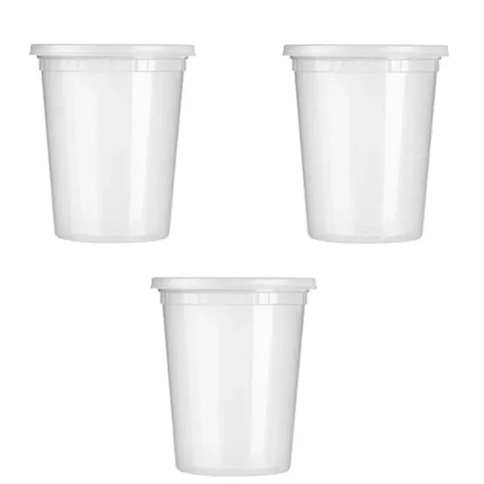 Clear Plastic Food Containers with Airtight Lids, 32 oz, 24-Pack, BPA Free, Microwave and Freezer Safe