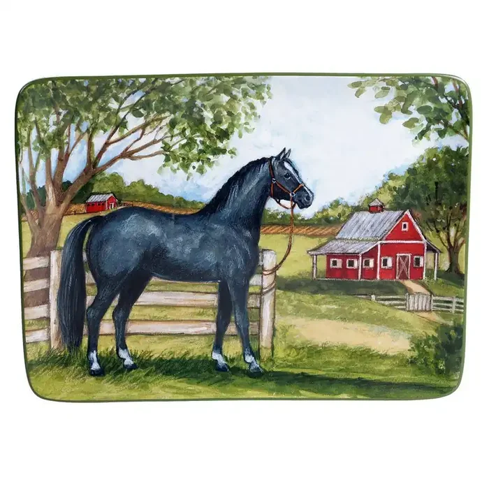 Clover Farm Rectangular 16 in. Multicolored Platter