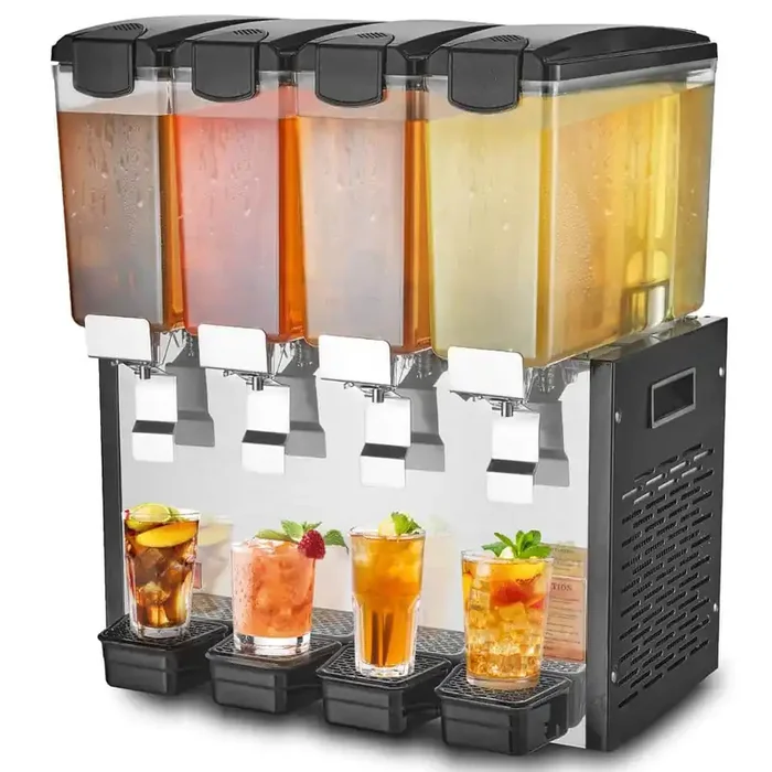 Commercial Beverage Dispenser,4 Tanks 10.6 Qt. Per Tank Juice Dispenser,430-Watt Stainless Steel Iced Tea Drink Machine