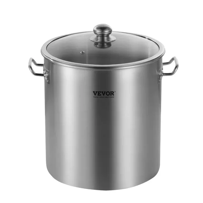 Commercial Stockpot 24 qt. Stainless Steel Nonstick in Silver Cookware Sauce Pot with Lid and Manual, Heavy Duty