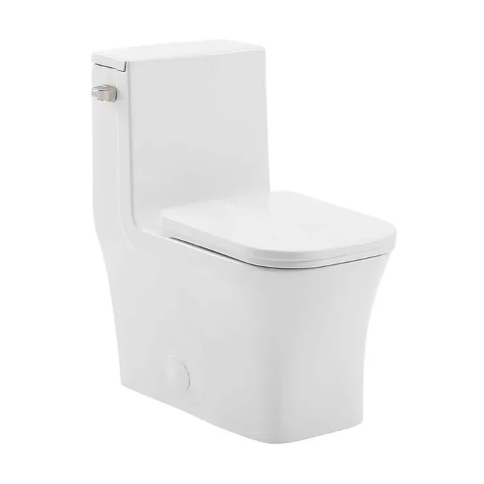 Concorde 1-Piece 14 in. Rough-in 1.28 GPF Left-Hand Flush Square Toilet in Glossy White