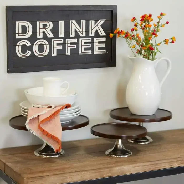 Dark Brown Wood Modern Cake Stand (Set of 3)