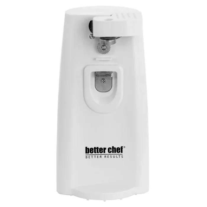 Deluxe Electric Can Opener with Built in Knife Sharpener and Bottle Opener in White