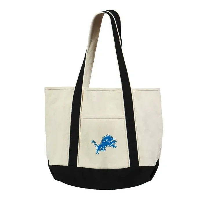 Detroit Lions NFL Canvas Tote Bag with Colored Strap