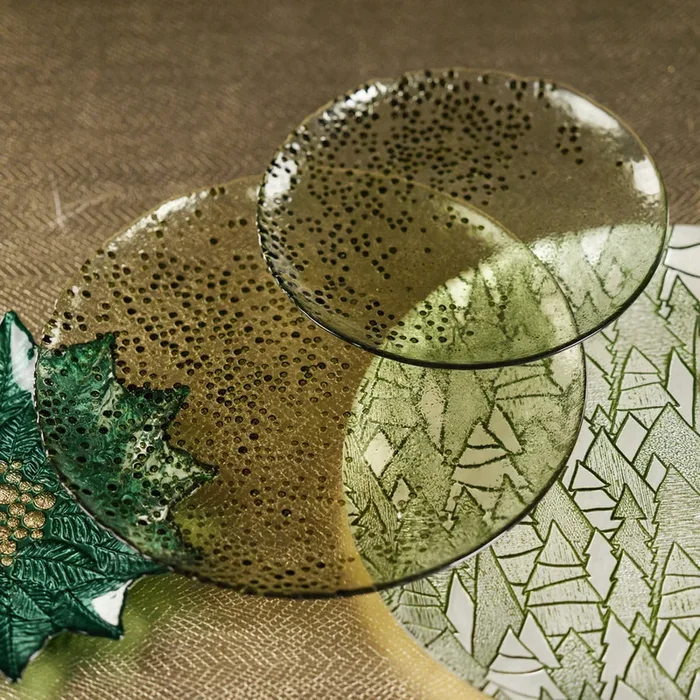 Dotted Glass Plate – Green