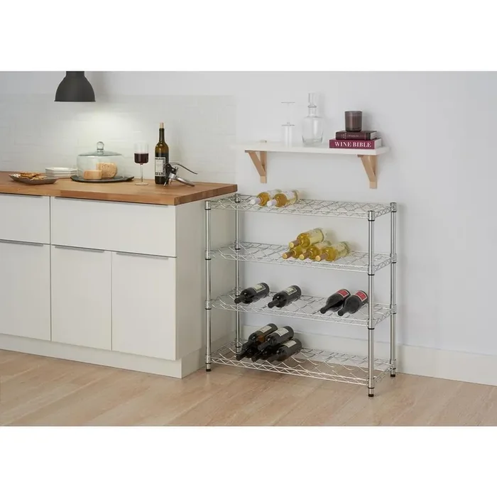 EcoStorage 36-Bottle Chrome Floor Wine Rack