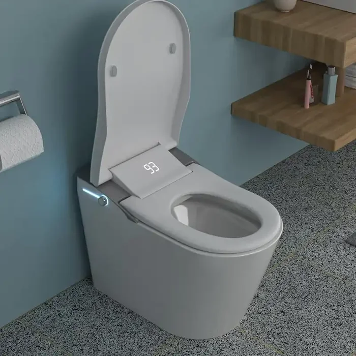 Electric Bidet Seat for Elongated Toilets 1.28 GPF with Smart Remote, Auto Open/Close, LED Display, Night Light in White