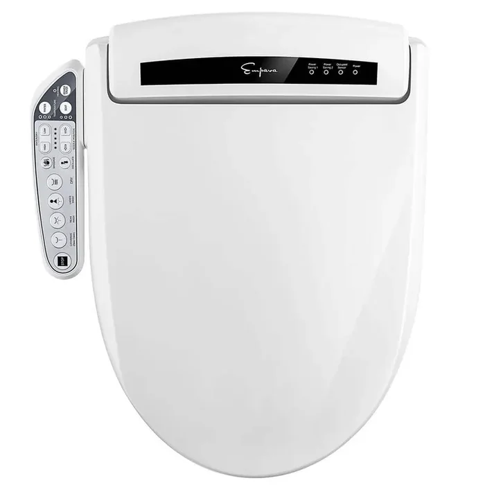 Electric Bidet Seat for Elongated Toilets in White with Fusion Heating Technology