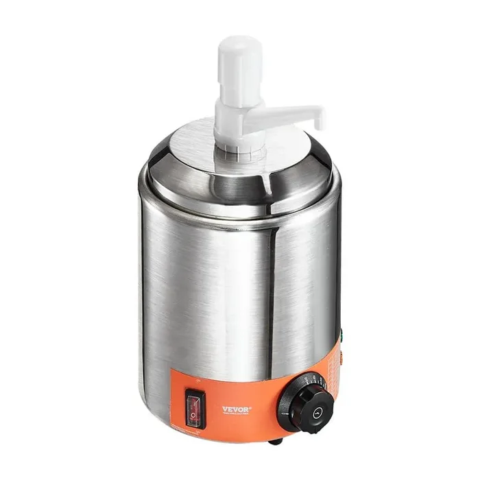Electric Cheese Dispenser with Pump 2.3 qt. Commercial Hot Fudge Warmer Plastic Pump Dispenser 86-230℉ Temp Adjustable
