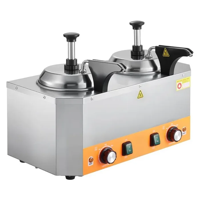 Electric Cheese Dispenser with Pumps, 2. 4×2 L, Commercial, Temp Adjustable 86-230℉, with Stainless Steel surface