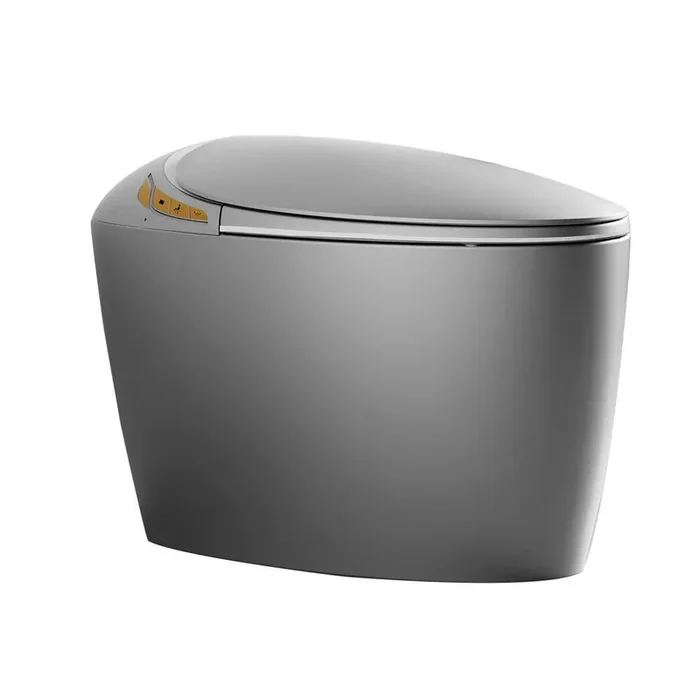 Elongated Bidet Toilet 1.28 GPF in Grey with Foot Sensor, LED Display, Night Light