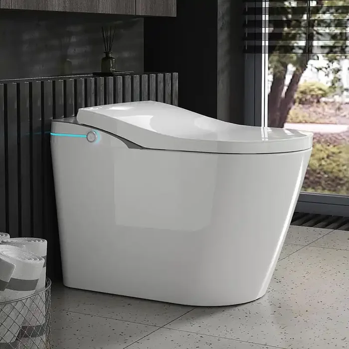 Elongated Smart Bidet Toilet 1.19 GPF in White with Auto Flush, Heated Seat, Bidet Wash and Dry and Foot Sensor Control
