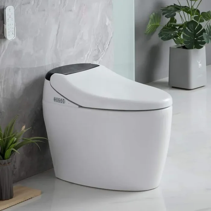 Elongated Smart Bidet Toilet 1.32 GPF in White with Auto Open/Close, Auto Flush, Heated Seat, Full Wash, and Kid Wash