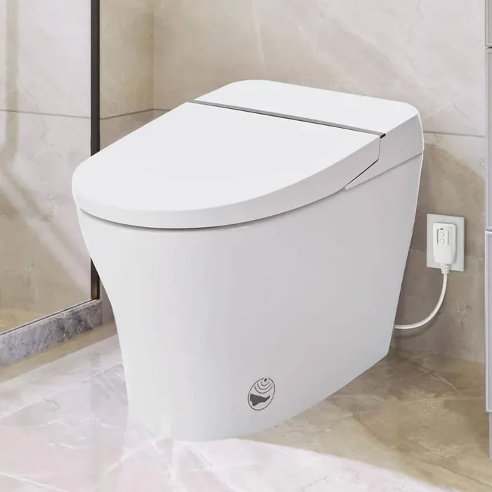 Elongated Smart Bidet Toilet in White with 1/1.28 ft. Sensor Flush, Night Light, Knob Control, Power Outage Flushing