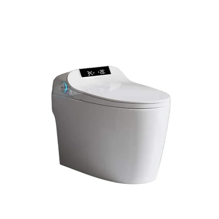 Elongated Smart Toilet Bidet Combo with Foot Sensor Open Cover/Seat, Self-Cleaning Nozzle, Flush Remote Control, White