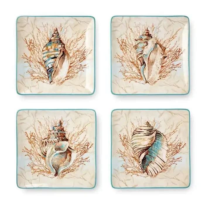 Escape to the Sea Multi-Colored Salad Plate (Set of 4)