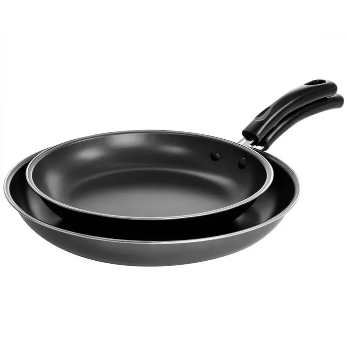 Everyday Highberry 2-Piece Aluminum 12 in. and 10 in. Frying Pan Set in Metallic Grey