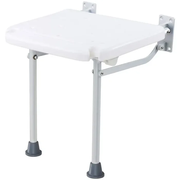Folding PE Shower Seat 15.7 in. x 14.8 in. Wall Mounted Fold Up Shower Bench with 500 lbs. Capacity, White, Polyethylene