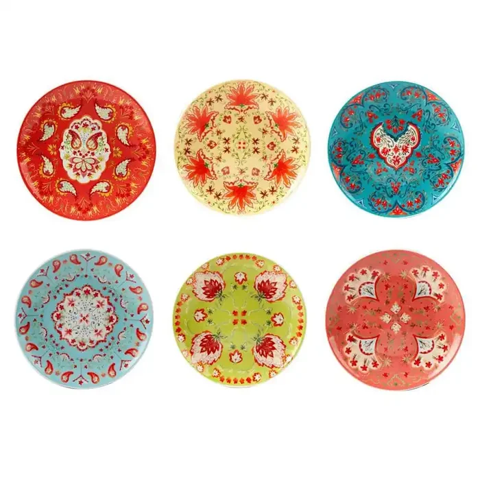 Francesca Canape Plates Assorted Colors Dessert Plates (Set of 6)