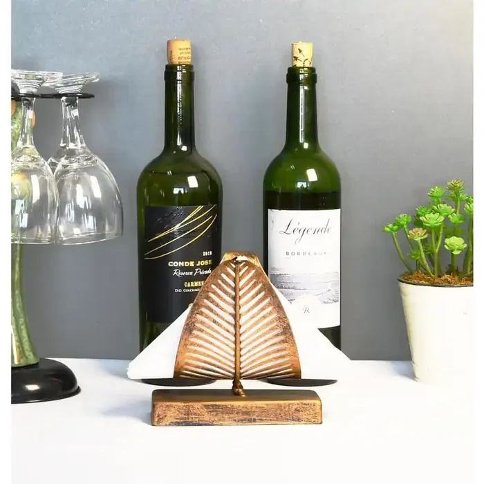 Freestanding Bronze Napkin Holder Modern Leaf Design Tabletop Tissue Dispenser Countertop Organizer