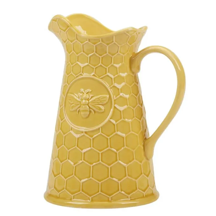 French Bees 88 fl. oz. Yellow Stoneware Pitcher
