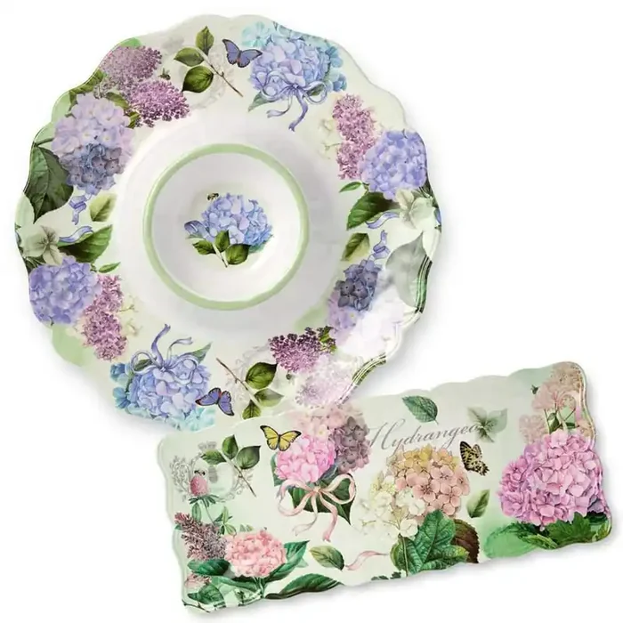 Garden Path 14.5 in. Multi-Colored Melamine 2-Piece Platter Set