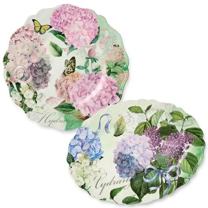 Garden Path 14 in. Multi-Colored Melamine 2-Piece Platter Set
