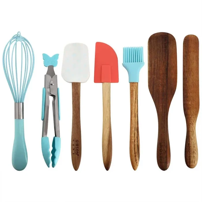 General Store 7 Piece Acacia Wood and Silicone Mini Kitchen Tool Set in Multi
