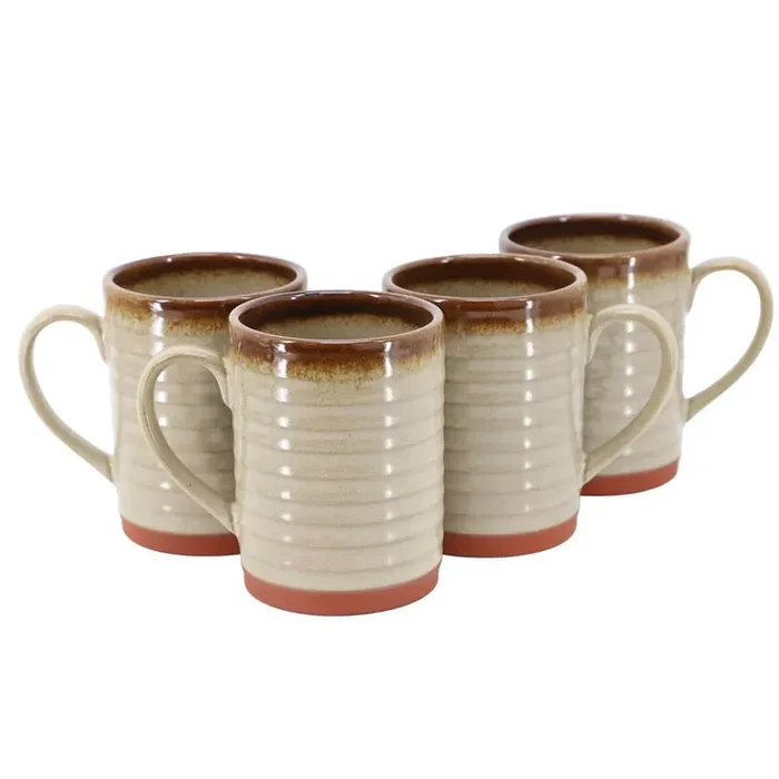 Gibson Home Terra Bella 4 Piece 18.5 oz. Terracotta Mug Set in Smoke