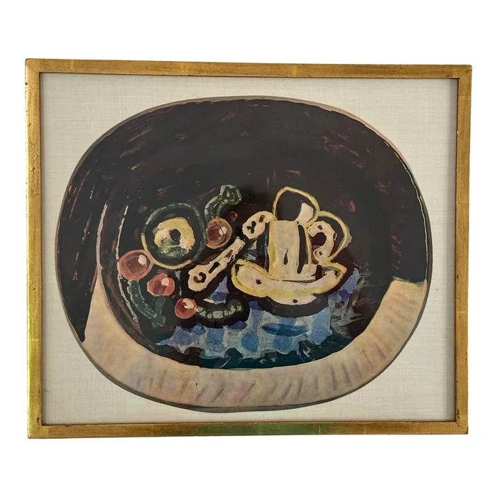 Gilt Framed Pablo Picasso Ceramic Plate Print