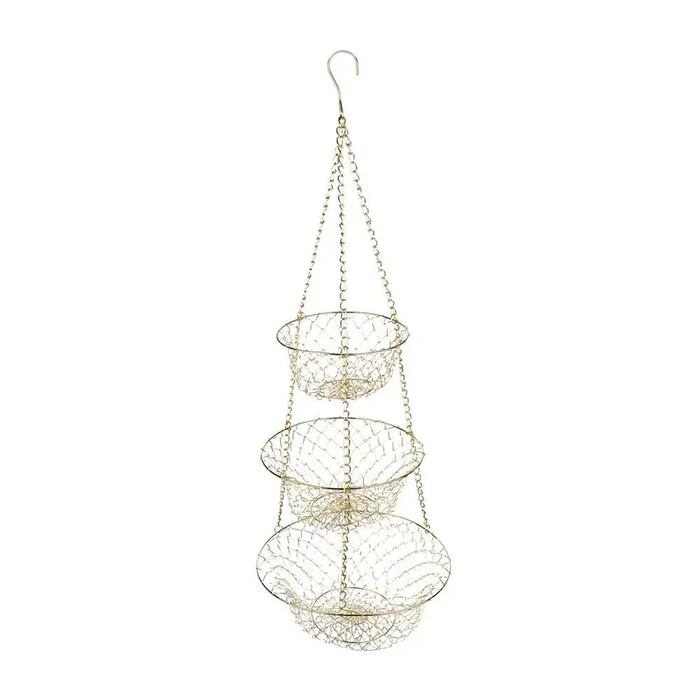 Gold 3-Tier Hanging Fruit Basket