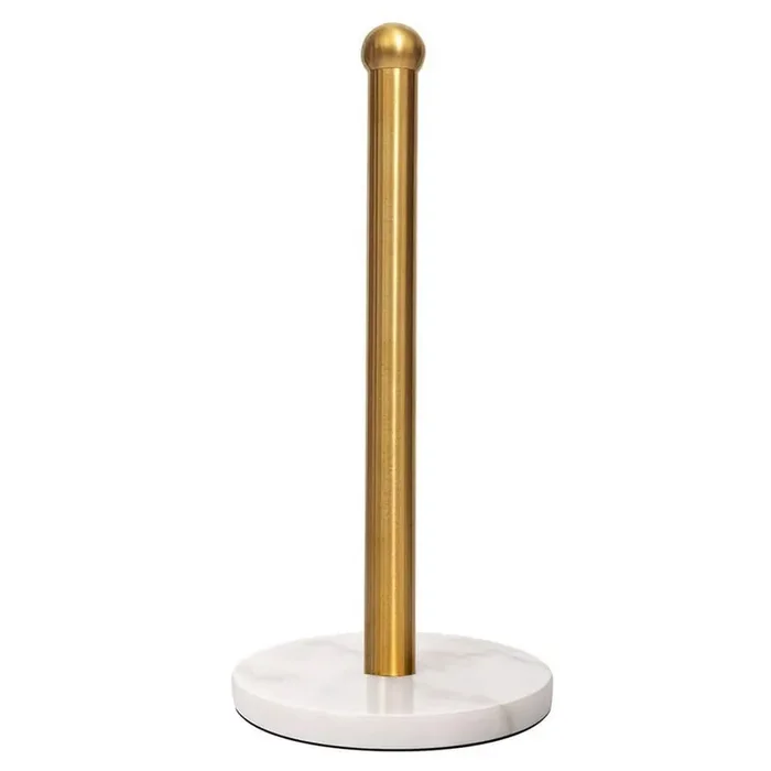 Gold Brushed Countertop Paper Towel Holder with Easy One-Handed Design, Sturdy Base for Standard and Mega Rolls