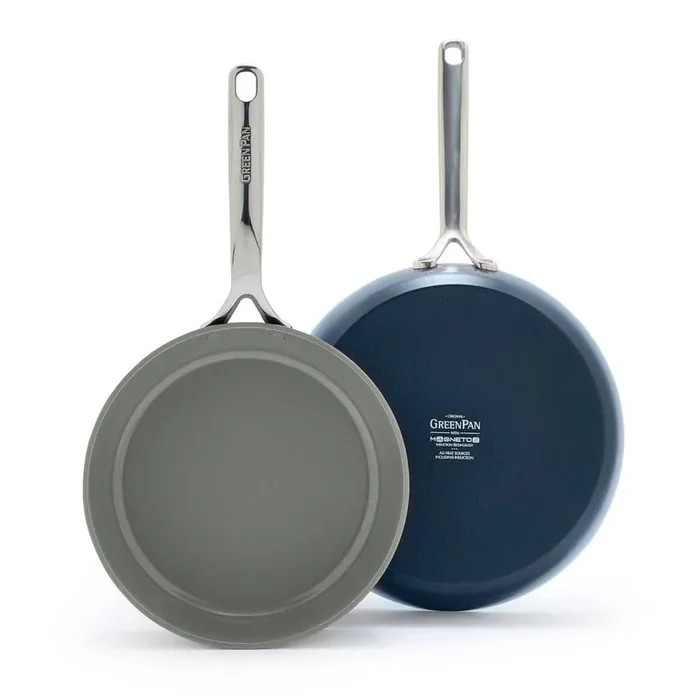 GP5 2-Piece Aluminum Hard-Anodized Healthy Ceramic Nonstick 9.5 in. and 11 in. Frying Pan Set in Oxford Blue