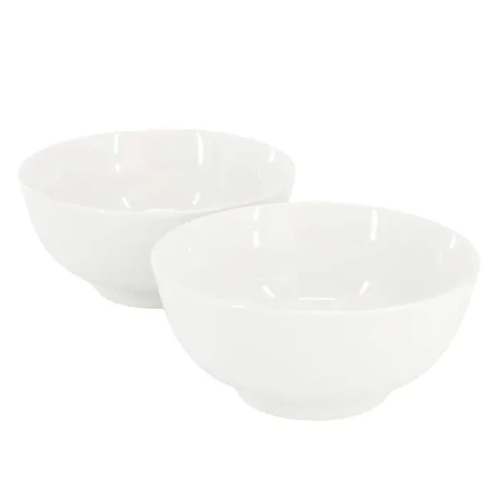 Great Essentials 20 fl. oz. 6.9in. White Ceramic Noodle Bowl Set of 2