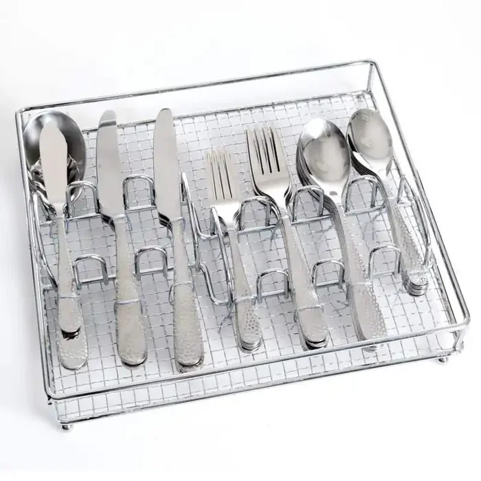 Hammered 46-Piece Stainless Steel Flatware Set (Service for 8)