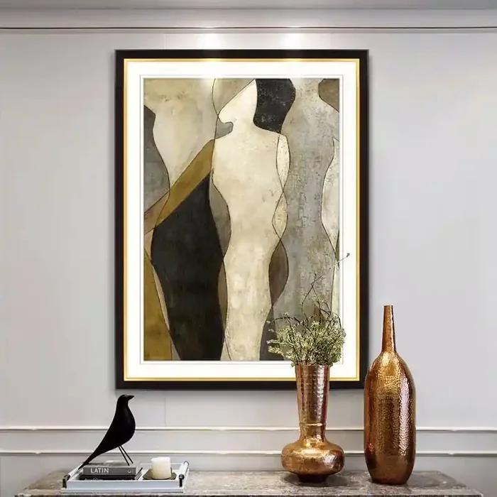 Hand-Painted Abstract Figure Canvas – Minimalist Modern Wall Art