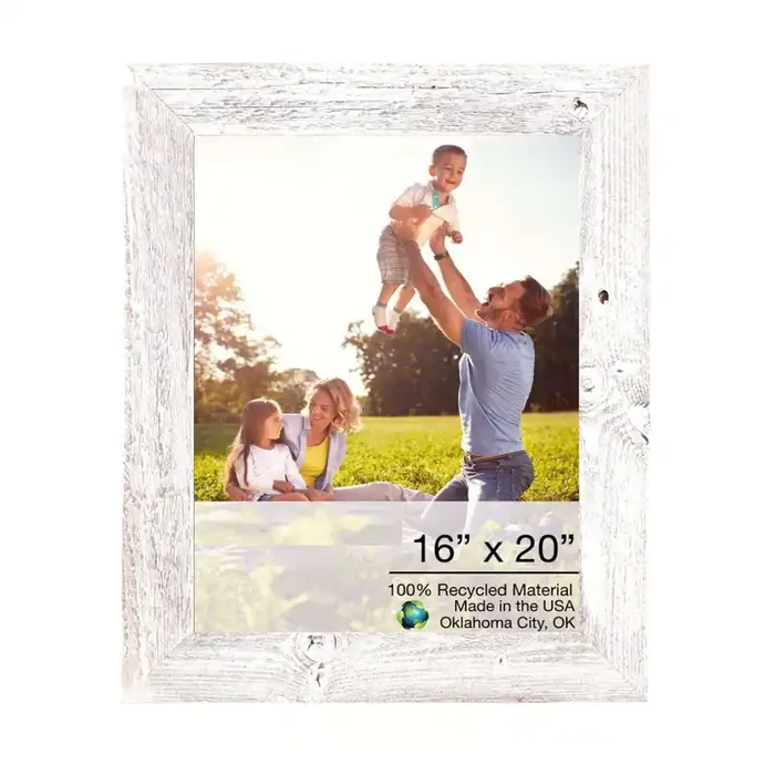 Handcrafted 16×20 Rustic Whitewashed Wood Picture Frame