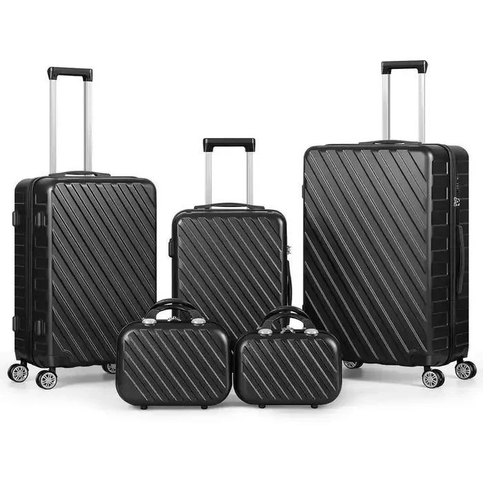 Hardside Spinner Luggage Sets in Black, 5-Piece – TSA Lock