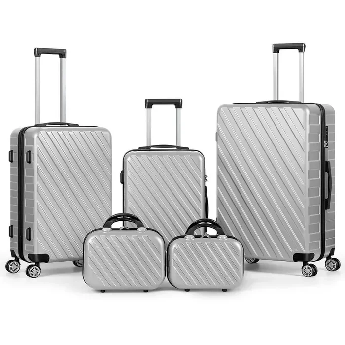 Hardside Spinner Luggage Sets in Silver, 5-Piece – TSA Lock