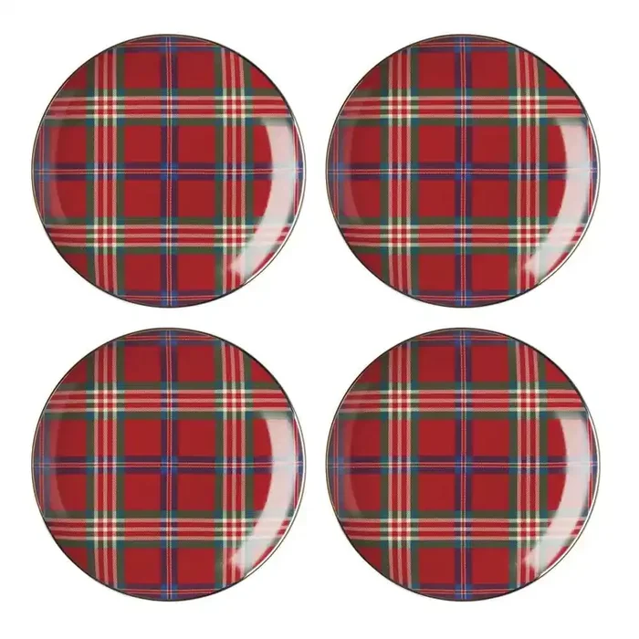 Holiday Red Tartan Red Accent Plate (Set of4)