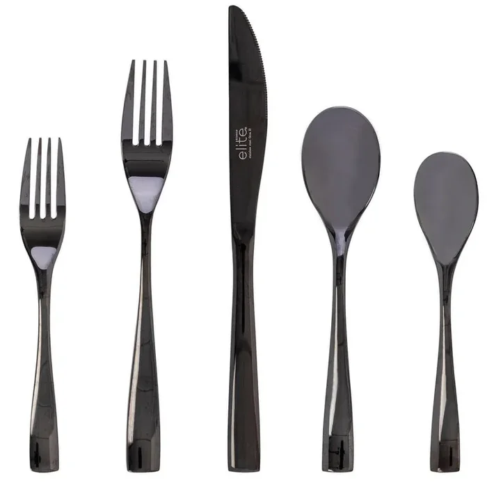 Holland Road 20-Piece Black Stainless Steel Flatware Set