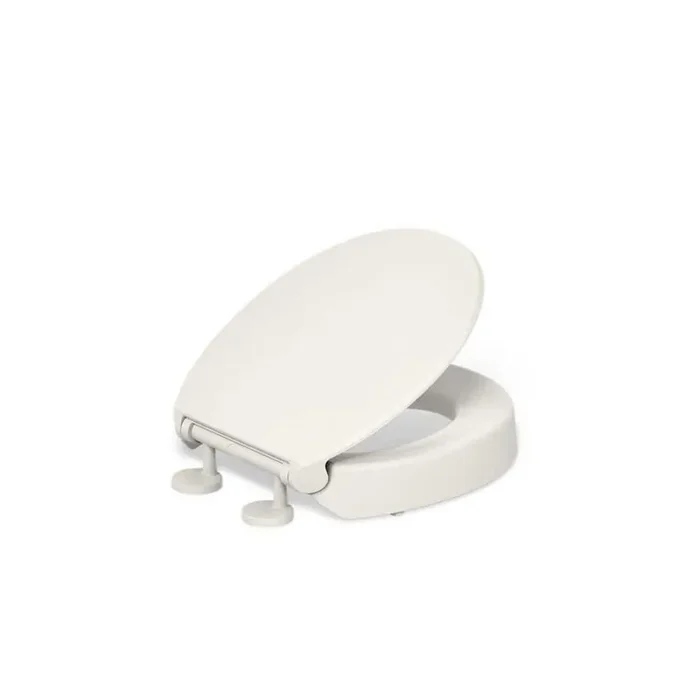 Hyten Round Elevated Quiet-Close Toilet Seat in Biscuit