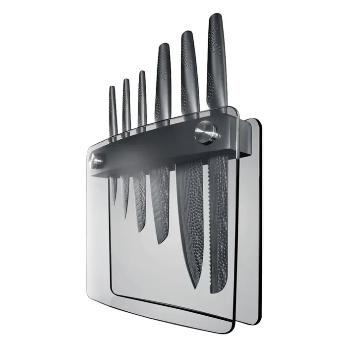 iD3 BLACK SAMURAI 7-Piece Stainless Steel Knife Set With Sakai Knife Block