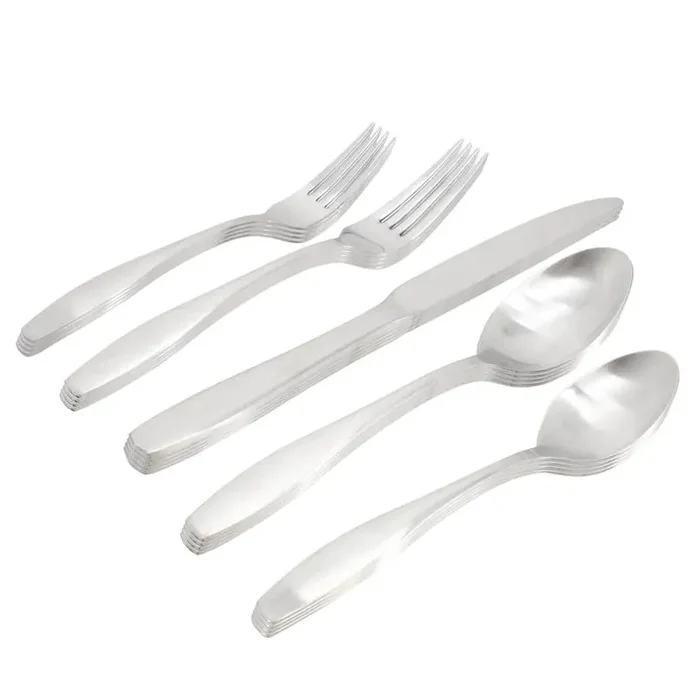 Karlton 20-Piece Stainless Steel Flatware Set in Matte Silver