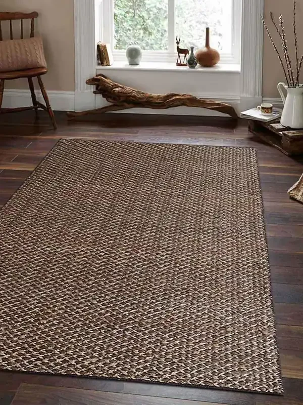 Large Handmade Jute and Cotton Blend Rug – Light Brown Rectangular 8×10