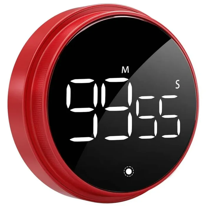 Large LED Display Digital Magnetic Kitchen Timer with Countdown 3-Volume Levels for Cooking Studying Fitness in Red